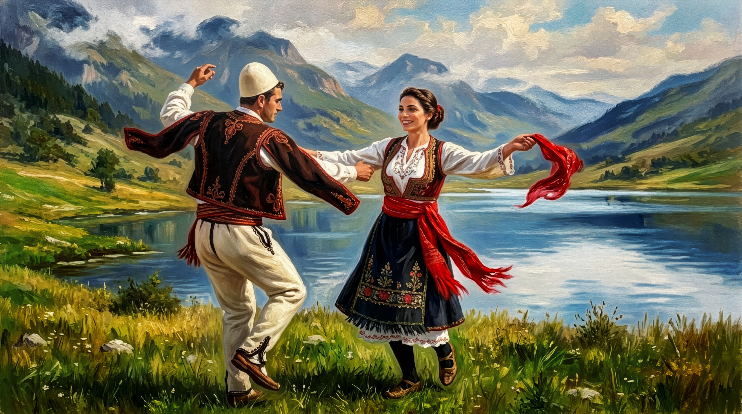 Fine Art Canvas Print - Vallja e Tropojës pranë Liqenit - Image 2