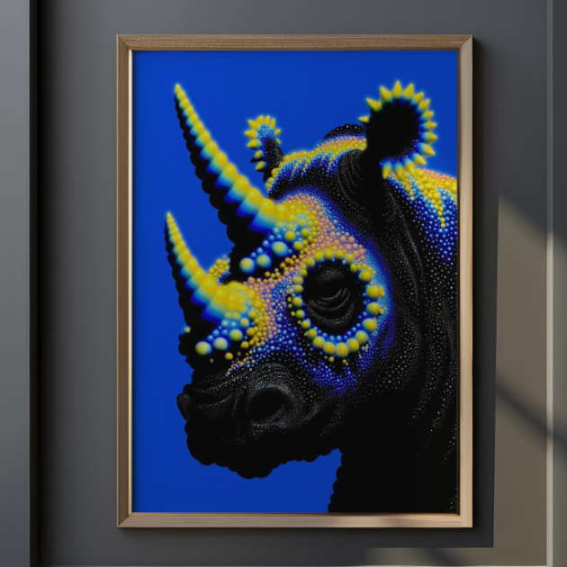 Vibrant Psychedelic Rhino Portrait