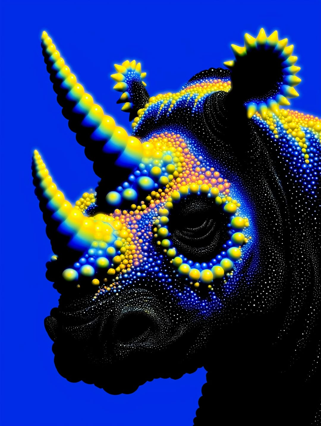 Vibrant Psychedelic Rhino Portrait - Image 3