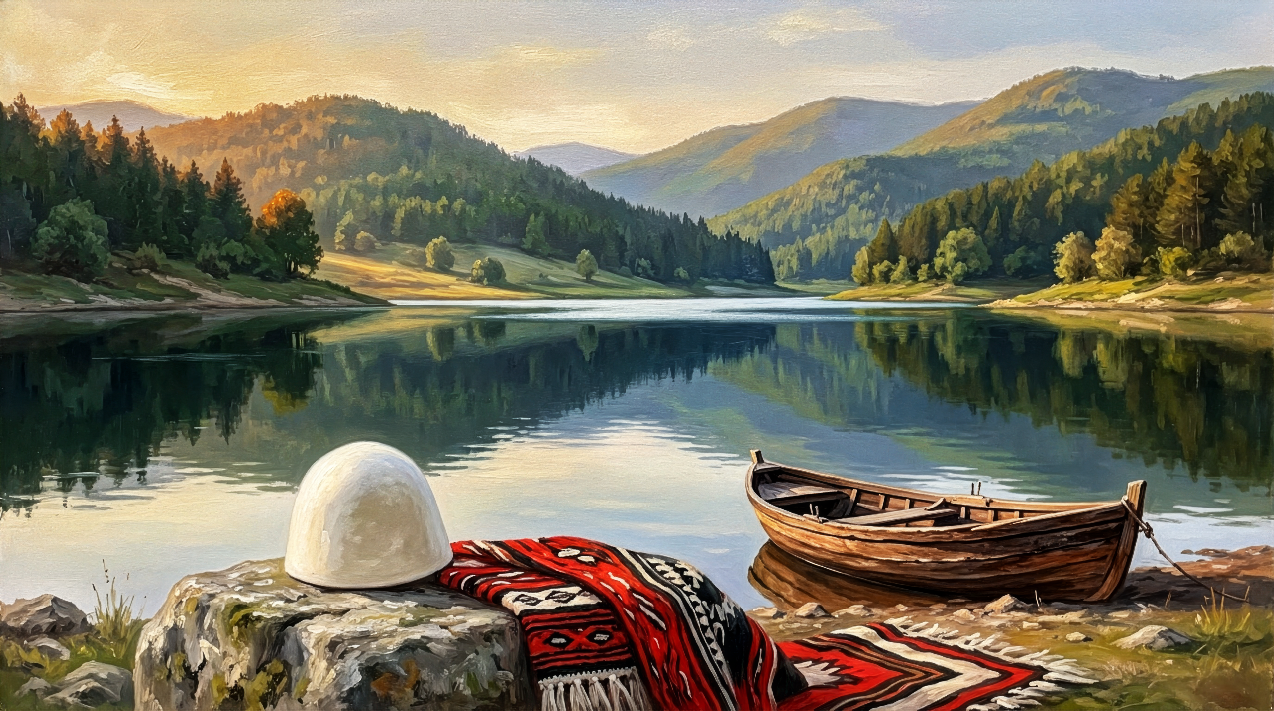 Fine Art Canvas Print - Peizazh i Liqenit me elemente folklorike - Image 2