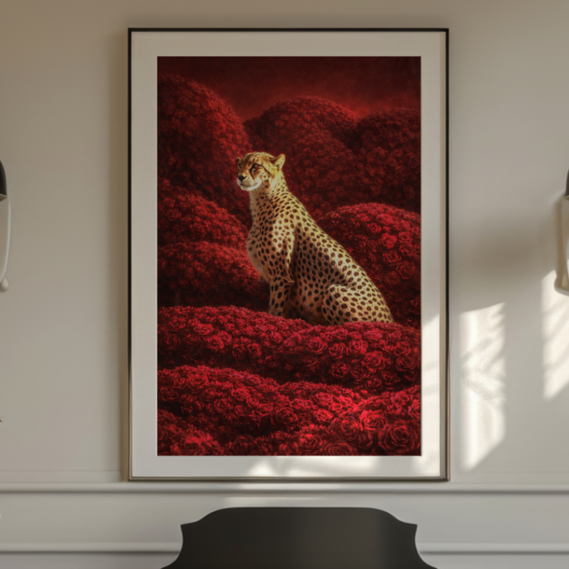 Cheetah in Roses