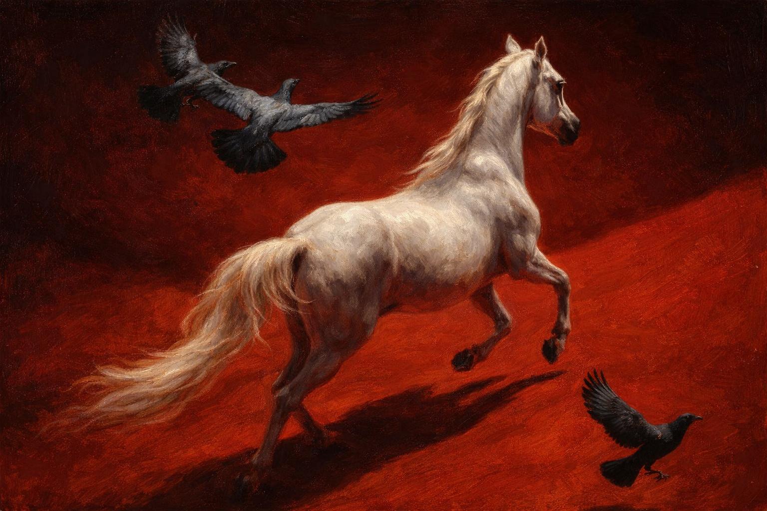 Spirit of Freedom – White Horse on Crimson - Image 3