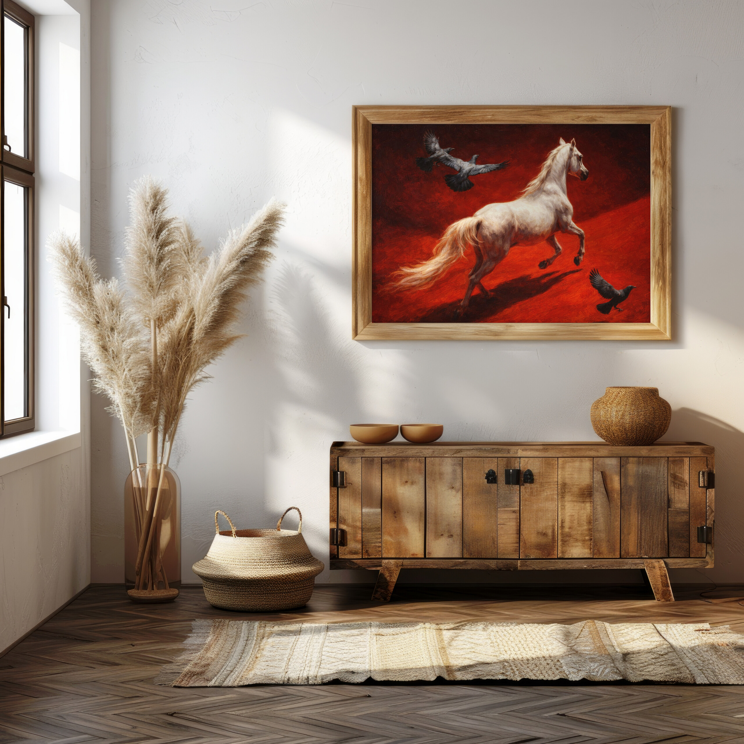 Spirit of Freedom – White Horse on Crimson - Image 2