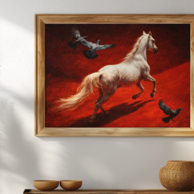 Spirit of Freedom – White Horse on Crimson